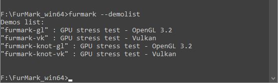 FurMark 2, command line